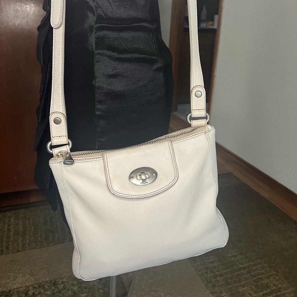 Fossil Ivory Crossbody Bag with Turn-Lock
